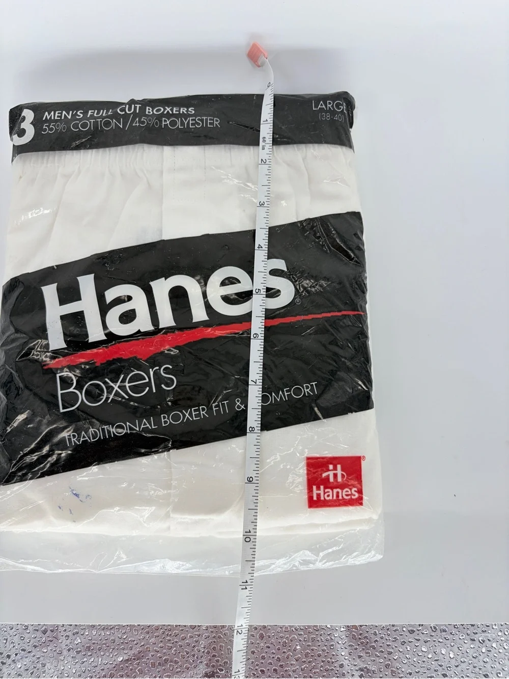 NIP Vintage 1993 Hanes Traditional Full Cut Boxers White - 3 Pack Large